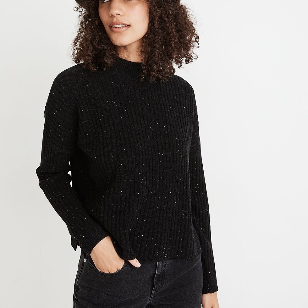 Madewell Donegal (Re)sourced Cashmere Ribbed Mockneck Pullover Sweater (XXS)